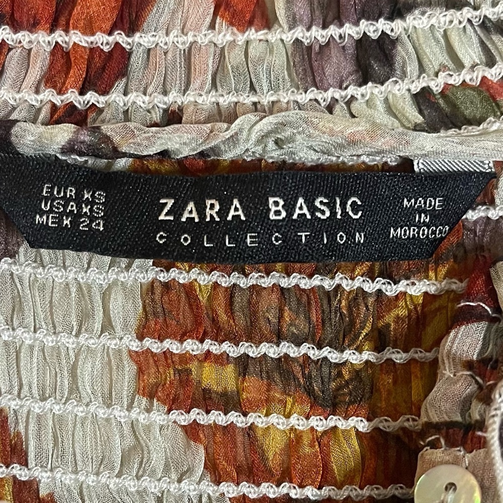 Zara Autumn Floral Ruffle BlouseSize XS - Picture 4 of 7
